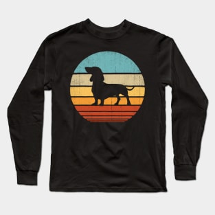 Dachshund Silhouette Retro Vintage Long Sleeve T-Shirt